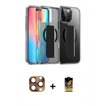 MARSİLYAN™- iPhone 16 Pro Max Kılıf Nova Işık Koleksiyonu - Siyah Buffer Cam Ekran Koruyucu + Pers Alüminyum Kamera Lens - CLTM