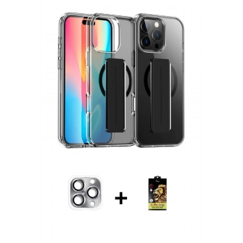 MARSİLYAN™- iPhone 16 Pro Max Kılıf Nova Işık Koleksiyonu - Siyah Buffer Cam Ekran Koruyucu + Pers Alüminyum Kamera Lens - GI