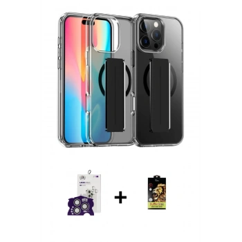 MARSİLYAN™- iPhone 16 Pro Max Kılıf Nova Işık Koleksiyonu - Siyah Buffer Cam Ekran Koruyucu + Bilvis Titan Kamera Lens - GS