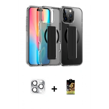 MARSİLYAN™- iPhone 16 Pro Max Kılıf Nova Işık Koleksiyonu - Siyah Buffer Cam Ekran Koruyucu + Pers Alüminyum Kamera Lens - GS