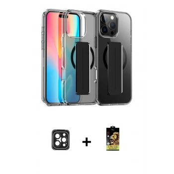 MARSİLYAN™- iPhone 16 Pro Max Kılıf Nova Işık Koleksiyonu - Siyah Buffer Cam Ekran Koruyucu + PVD Metal Kamera Lens - SH