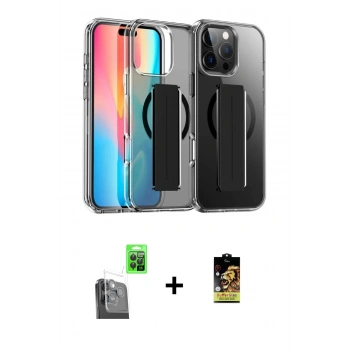 MARSİLYAN™- iPhone 16 Pro Max Kılıf Nova Işık Koleksiyonu - Siyah Buffer Cam Ekran Koruyucu + Raze Metal Kamera Lens - SH