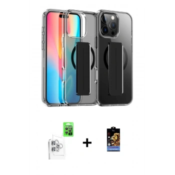 MARSİLYAN™- iPhone 16 Pro Max Kılıf Nova Işık Koleksiyonu - Siyah Buffer Hayalet Cam Ekran Koruyucu + Raze Metal Kamera Lens - BZ