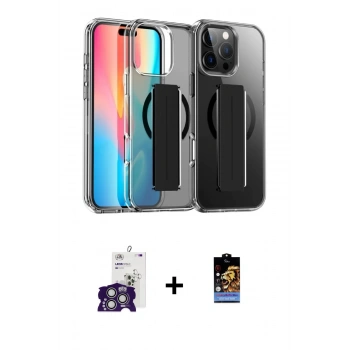 MARSİLYAN™- iPhone 16 Pro Max Kılıf Nova Işık Koleksiyonu - Siyah Buffer Hayalet Cam Ekran Koruyucu + Bilvis Titan Kamera Lens - GS