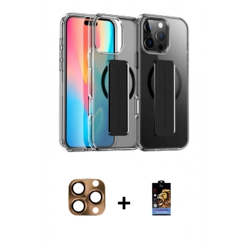 MARSİLYAN™- iPhone 16 Pro Max Kılıf Nova Işık Koleksiyonu - Siyah Buffer Hayalet Cam Ekran Koruyucu + Pers Alüminyum Kamera Lens - CLTM