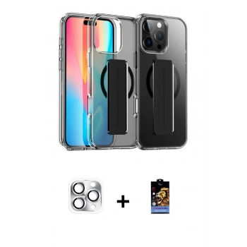 MARSİLYAN™- iPhone 16 Pro Max Kılıf Nova Işık Koleksiyonu - Siyah Buffer Hayalet Cam Ekran Koruyucu + Pers Alüminyum Kamera Lens - GS