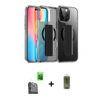 MARSİLYAN™- iPhone 16 Pro Max Kılıf Nova Işık Koleksiyonu - Siyah Joko Magic 5D Hayalet Cam + Raze Metal Kamera Lens - SH