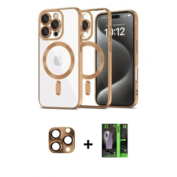 MARSİLYAN™- iPhone 16 Pro Max Kılıf Nova Işık Özel Seri - Şeffaf 360 Full Body Arka Koruyucu + Pers Alüminyum Kamera Lens - CLTM