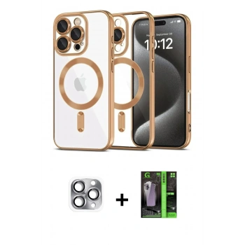 MARSİLYAN™- iPhone 16 Pro Max Kılıf Nova Işık Özel Seri - Şeffaf 360 Full Body Arka Koruyucu + Pers Alüminyum Kamera Lens - GI