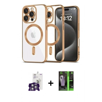 MARSİLYAN™- iPhone 16 Pro Max Kılıf Nova Işık Özel Seri - Şeffaf 360 Full Body Arka Koruyucu + Bilvis Titan Kamera Lens - GS