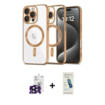 MARSİLYAN™- iPhone 16 Pro Max Kılıf Nova Işık Özel Seri - Şeffaf Pasifik Cam Ekran Koruyucu + Bilvis Titan Kamera Lens - SH