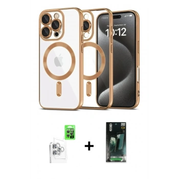 MARSİLYAN™- iPhone 16 Pro Max Kılıf Nova Işık Özel Seri - Siyah 360 Mat Full Body Arka Koruyucu + Raze Metal Kamera Lens - BZ