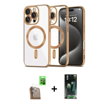 MARSİLYAN™- iPhone 16 Pro Max Kılıf Nova Işık Özel Seri - Siyah 360 Mat Full Body Arka Koruyucu + Raze Metal Kamera Lens - CLTM