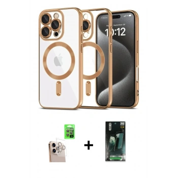 MARSİLYAN™- iPhone 16 Pro Max Kılıf Nova Işık Özel Seri - Siyah 360 Mat Full Body Arka Koruyucu + Raze Metal Kamera Lens - NLGY