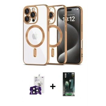 MARSİLYAN™- iPhone 16 Pro Max Kılıf Nova Işık Özel Seri - Siyah 360 Mat Full Body Arka Koruyucu + Bilvis Titan Kamera Lens - SH