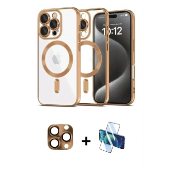 MARSİLYAN™- iPhone 16 Pro Max Kılıf Nova Işık Özel Seri - Siyah 3D Antistatik Cam Ekran Koruyucu + Pers Alüminyum Kamera Lens - CLTM
