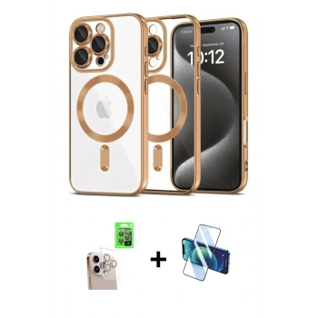 MARSİLYAN™- iPhone 16 Pro Max Kılıf Nova Işık Özel Seri - Siyah 3D Antistatik Cam Ekran Koruyucu + Raze Metal Kamera Lens - NLGY