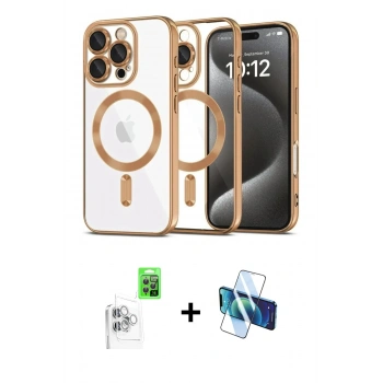 MARSİLYAN™- iPhone 16 Pro Max Kılıf Nova Işık Özel Seri - Siyah 3D Antistatik Cam Ekran Koruyucu + Raze Metal Kamera Lens - BZ