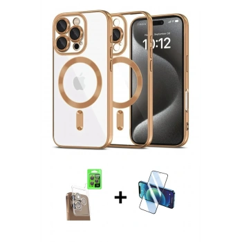 MARSİLYAN™- iPhone 16 Pro Max Kılıf Nova Işık Özel Seri - Siyah 3D Antistatik Cam Ekran Koruyucu + Raze Metal Kamera Lens - CLTM