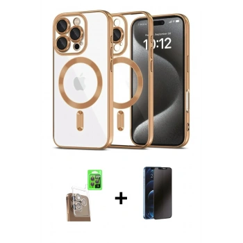 MARSİLYAN™- iPhone 16 Pro Max Kılıf Nova Işık Özel Seri - Siyah 3D Antistatik Hayalet Cam Ekran Koruyucu + Raze Metal Kamera Lens - CLTM