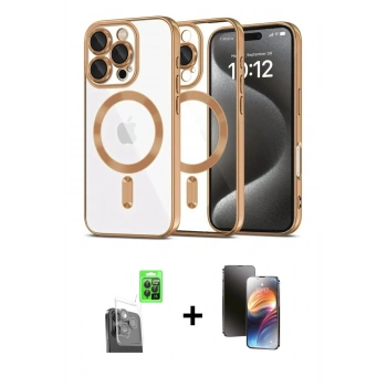 MARSİLYAN™- iPhone 16 Pro Max Kılıf Nova Işık Özel Seri - Siyah 3D Antistatik Mat Seramik Nano Ekran Koruyucu + Raze Metal Kamera Lens - SH