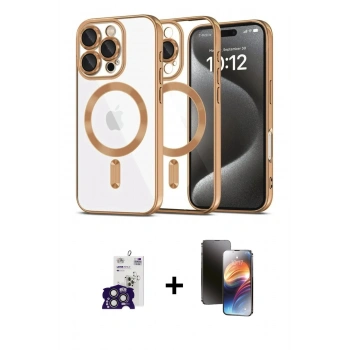 MARSİLYAN™- iPhone 16 Pro Max Kılıf Nova Işık Özel Seri - Siyah 3D Antistatik Mat Seramik Nano Ekran Koruyucu + Bilvis Titan Kamera Lens - TMGI