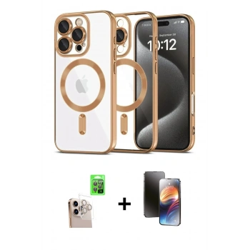MARSİLYAN™- iPhone 16 Pro Max Kılıf Nova Işık Özel Seri - Siyah 3D Antistatik Mat Seramik Nano Ekran Koruyucu + Raze Metal Kamera Lens - NLGY