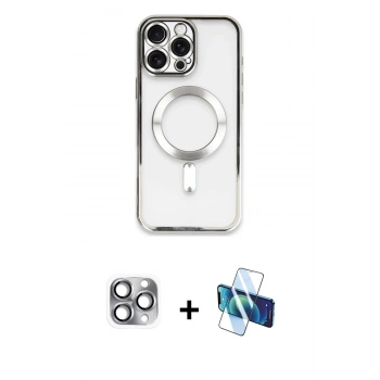 MARSİLYAN™- iPhone 16 Pro Max Kılıf Nova Işık Özel Seri - Siyah 3D Antistatik Seramik Nano Ekran Koruyucu + Pers Alüminyum Kamera Lens - GI