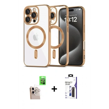 MARSİLYAN™- iPhone 16 Pro Max Kılıf Nova Işık Özel Seri - Siyah Bilvis 3X AR Hayalet Cam Ekran Koruyucu + Raze Metal Kamera Lens - NLGY