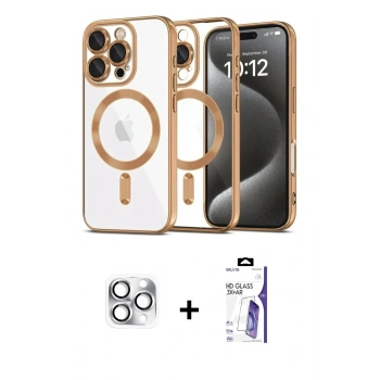 MARSİLYAN™- iPhone 16 Pro Max Kılıf Nova Işık Özel Seri - Siyah Bilvis 3X AR HD Cam Ekran Koruyucu + Pers Alüminyum Kamera Lens - GS