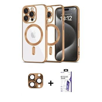 MARSİLYAN™- iPhone 16 Pro Max Kılıf Nova Işık Özel Seri - Siyah Bilvis 3X AR HD Cam Ekran Koruyucu + Pers Alüminyum Kamera Lens - CLTM