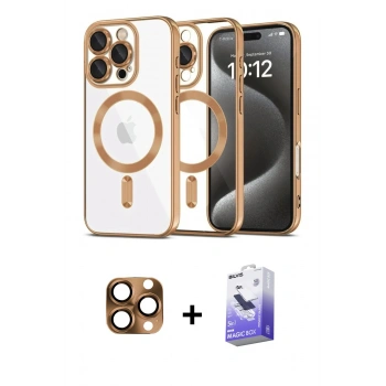 MARSİLYAN™- iPhone 16 Pro Max Kılıf Nova Işık Özel Seri - Siyah Bilvis 5in1 5D Magic Hayalet Cam Ekran Koruyucu + Pers Alüminyum Kamera Lens - CLTM