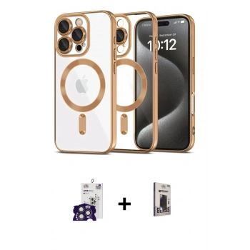 MARSİLYAN™- iPhone 16 Pro Max Kılıf Nova Işık Özel Seri - Siyah Bilvis Hayalet Cam Ekran Koruyucu + Bilvis Titan Kamera Lens - TMGI