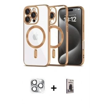 MARSİLYAN™- iPhone 16 Pro Max Kılıf Nova Işık Özel Seri - Siyah Bilvis Hayalet Cam Ekran Koruyucu + Pers Alüminyum Kamera Lens - GS