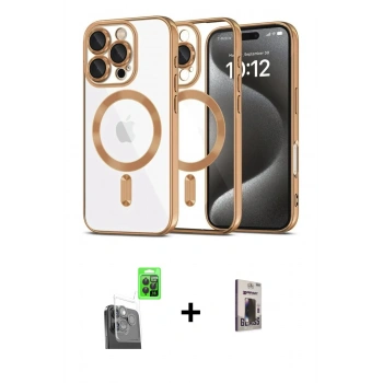 MARSİLYAN™- iPhone 16 Pro Max Kılıf Nova Işık Özel Seri - Siyah Bilvis Hayalet Cam Ekran Koruyucu + Raze Metal Kamera Lens - SH