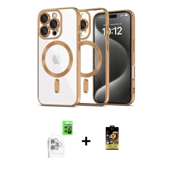 MARSİLYAN™- iPhone 16 Pro Max Kılıf Nova Işık Özel Seri - Siyah Buffer Cam Ekran Koruyucu + Raze Metal Kamera Lens - BZ