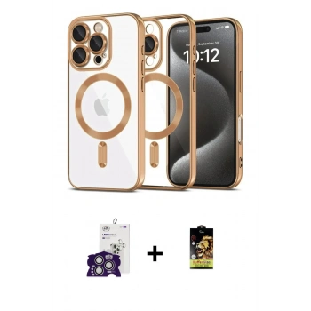 MARSİLYAN™- iPhone 16 Pro Max Kılıf Nova Işık Özel Seri - Siyah Buffer Cam Ekran Koruyucu + Bilvis Titan Kamera Lens - GS