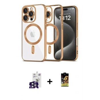 MARSİLYAN™- iPhone 16 Pro Max Kılıf Nova Işık Özel Seri - Siyah Buffer Cam Ekran Koruyucu + Bilvis Titan Kamera Lens - TMGI