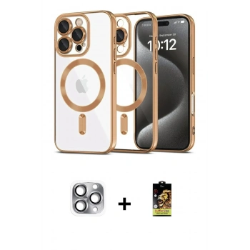 MARSİLYAN™- iPhone 16 Pro Max Kılıf Nova Işık Özel Seri - Siyah Buffer Cam Ekran Koruyucu + Pers Alüminyum Kamera Lens - GI