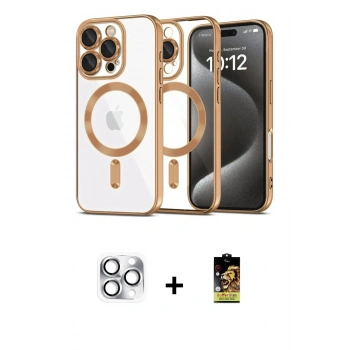 MARSİLYAN™- iPhone 16 Pro Max Kılıf Nova Işık Özel Seri - Siyah Buffer Cam Ekran Koruyucu + Pers Alüminyum Kamera Lens - GS