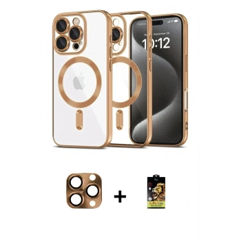 MARSİLYAN™- iPhone 16 Pro Max Kılıf Nova Işık Özel Seri - Siyah Buffer Cam Ekran Koruyucu + Pers Alüminyum Kamera Lens - CLTM