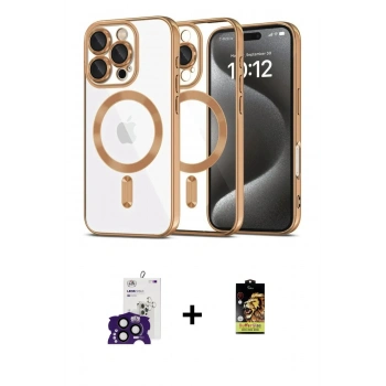 MARSİLYAN™- iPhone 16 Pro Max Kılıf Nova Işık Özel Seri - Siyah Buffer Cam Ekran Koruyucu + Bilvis Titan Kamera Lens - SH