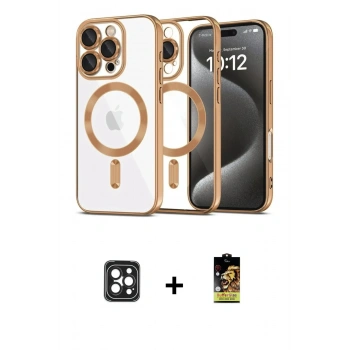 MARSİLYAN™- iPhone 16 Pro Max Kılıf Nova Işık Özel Seri - Siyah Buffer Cam Ekran Koruyucu + PVD Metal Kamera Lens - SH