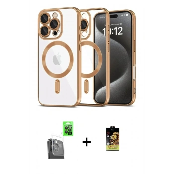 MARSİLYAN™- iPhone 16 Pro Max Kılıf Nova Işık Özel Seri - Siyah Buffer Cam Ekran Koruyucu + Raze Metal Kamera Lens - SH