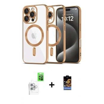 MARSİLYAN™- iPhone 16 Pro Max Kılıf Nova Işık Özel Seri - Siyah Buffer Hayalet Cam Ekran Koruyucu + Raze Metal Kamera Lens - BZ
