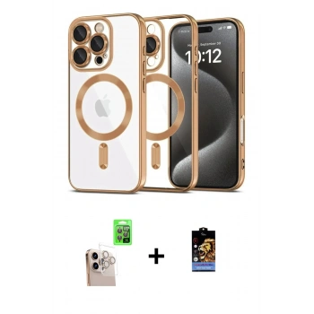 MARSİLYAN™- iPhone 16 Pro Max Kılıf Nova Işık Özel Seri - Siyah Buffer Hayalet Cam Ekran Koruyucu + Raze Metal Kamera Lens - NLGY