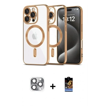 MARSİLYAN™- iPhone 16 Pro Max Kılıf Nova Işık Özel Seri - Siyah Buffer Hayalet Cam Ekran Koruyucu + Pers Alüminyum Kamera Lens - GI