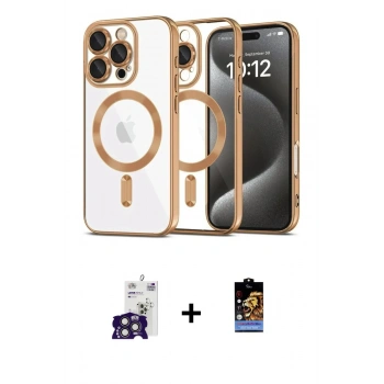 MARSİLYAN™- iPhone 16 Pro Max Kılıf Nova Işık Özel Seri - Siyah Buffer Hayalet Cam Ekran Koruyucu + Bilvis Titan Kamera Lens - TMGI