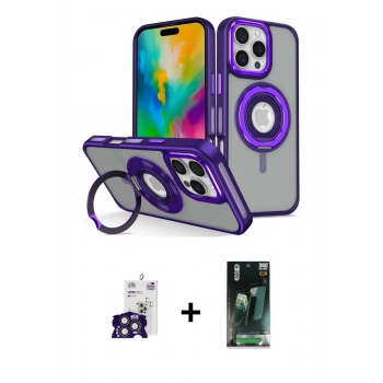 MARSİLYAN™- iPhone 16 Pro Max Kılıf Nova Minimal Serisi - Siyah 360 Mat Full Body Arka Koruyucu + Bilvis Titan Kamera Lens - TMGI