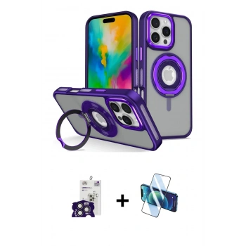MARSİLYAN™- iPhone 16 Pro Max Kılıf Nova Minimal Serisi - Siyah 3D Antistatik Cam Ekran Koruyucu + Bilvis Titan Kamera Lens - TMGI